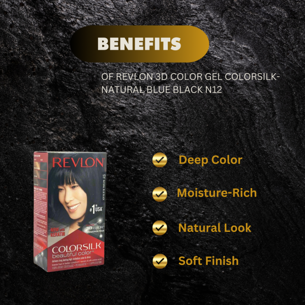 Revlon 3D color Gel Colorsilk- Natural Blue Black N12 8oz Online