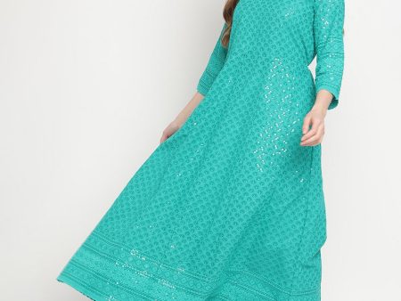 Kalini Chikankari Embroidered Pure Cotton Anarkali Kurta For Discount