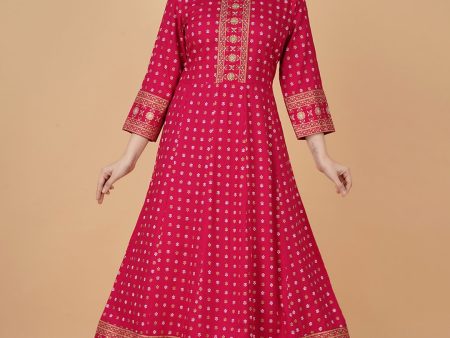 Kalini Ethnic Motifs Checked Anarkali Kurta Hot on Sale