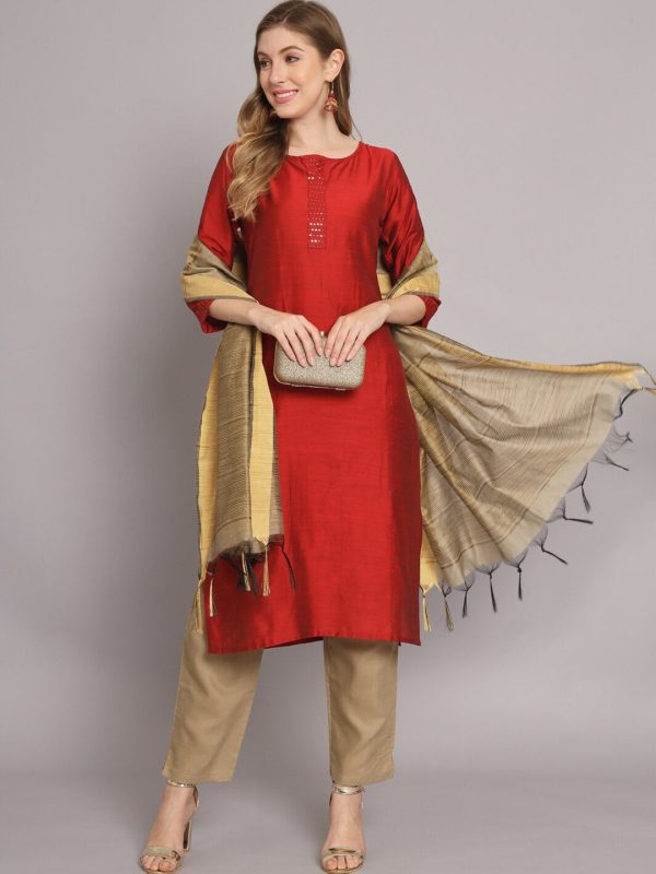 Kalini Embroidered Sequinned Kurta with Trousers & With Dupatta Cheap