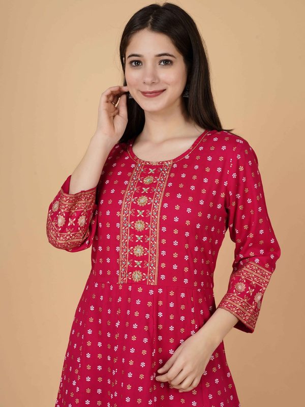 Kalini Ethnic Motifs Checked Anarkali Kurta Hot on Sale