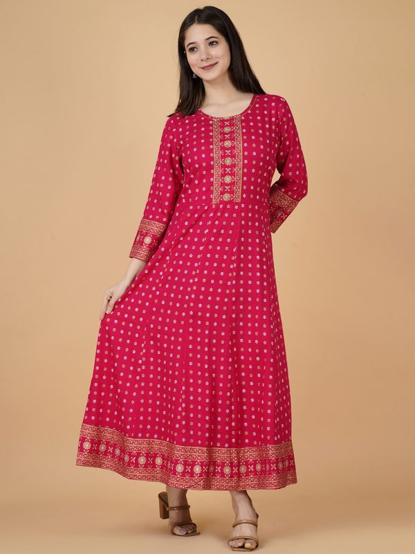 Kalini Ethnic Motifs Checked Anarkali Kurta Hot on Sale