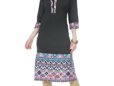 Black Elegant Kurti With Contrast Panel - G & A Apparels For Sale