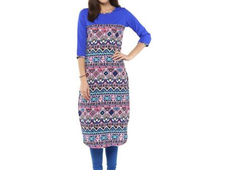 Women s Royal Round Neck Multi Print Kurti - G & A Apparels Cheap