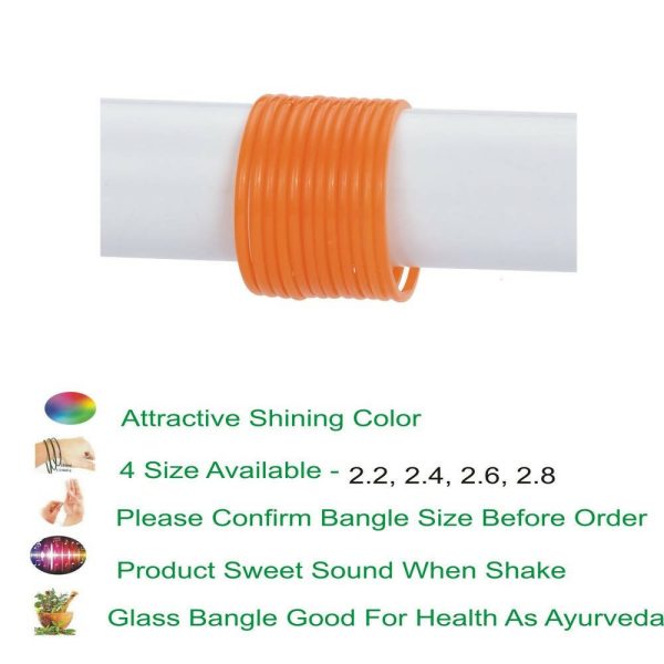 Afast Shining Orange Glass Party, Wedding, Daily Use Bangle Set, Pack Of 12 For Sale