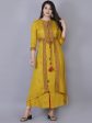 Kalini Women Yellow Ethnic Motifs Embroidered & Mirror Work Layered Regular Fit Kurta Discount