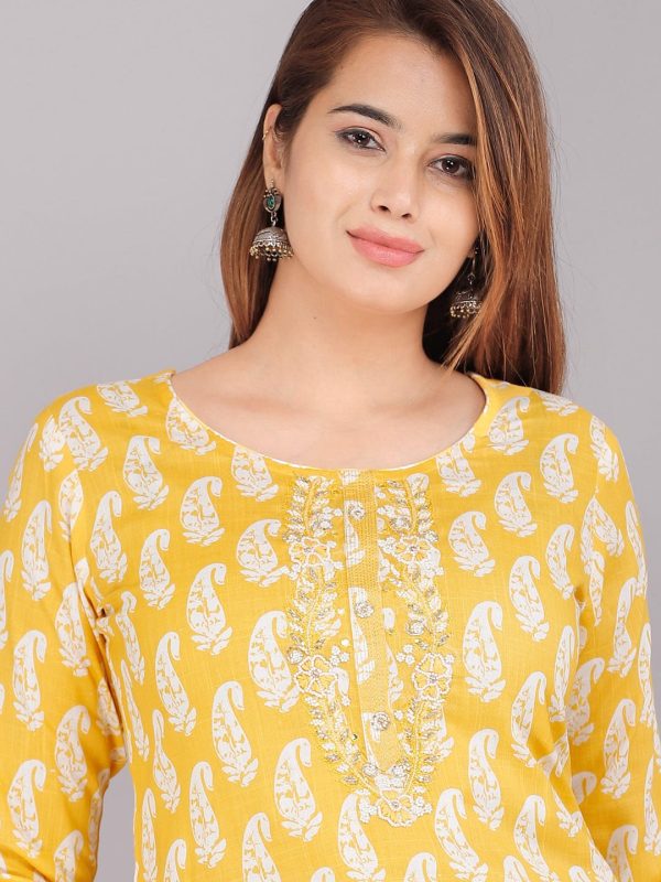 Kalini Women Yellow Ethnic Motifs Printed Floral Kurta Sale