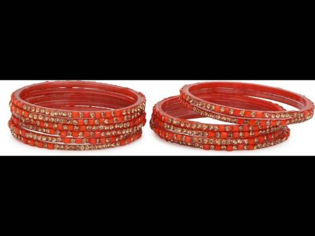 Afast Bridal Wedding & Party Fashionable Colorful Glass Bangle Kada Set, Pack Of 12 - Red Cheap