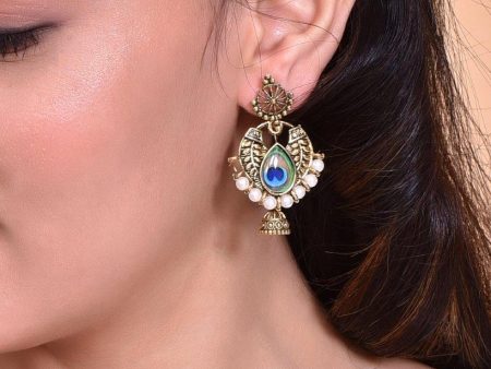 VOJ Gold Plated Peacock Contemporay Jhumka Earrings Online Hot Sale