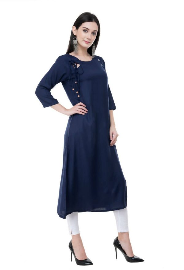 Women s Navy Kurti With Dori Tassels - G & A Apparels Online Hot Sale