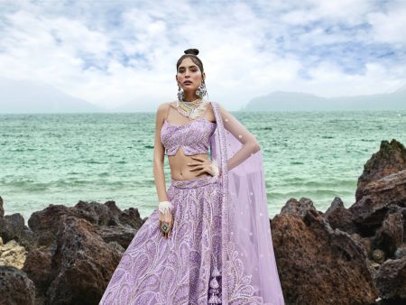 House of Panchhi Mauve Net Multi Sequins with heavy Zarkan embroidery Lehenga choli & Dupatta Online now