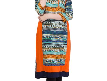 Women s Multi Round Neck Multi Print Kurti - G & A Apparels Hot on Sale