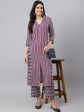 Khushal K Striped Shawl Collar Straight Kurta with Palazzos Fashion