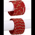 Afast Bridal Wedding & Party Fashionable Colorful Glass Bangle Kada Set, Pack Of 16 - Red Fashion