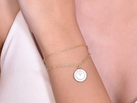 VOJ Gold Plated White Clock Charm Bracelet Sale