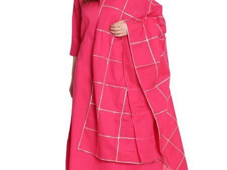 Women s Fushia Pakistani Suit Set With Full Gota Work On Duptta And Gota At Palazzo - G & A Apparels Hot on Sale