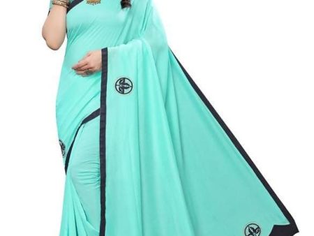 Vamika Designer Rama Green Georgette Saree (TSUNAMI RAMA) Hot on Sale