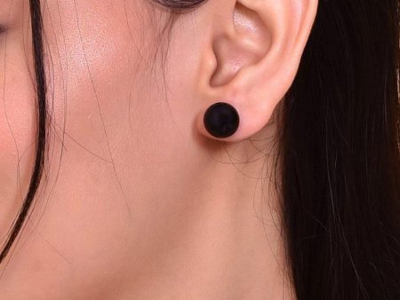 VOJ Black Circular Studs Earrings For Cheap