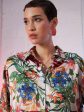 Lyush Women Beige Satin Floral Oversized Shirt Hot on Sale