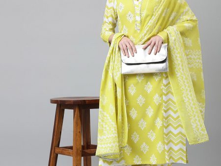 Khushal K Ethnic Motifs Printed Mirror Work Kurta with Palazzos & Dupatta For Discount