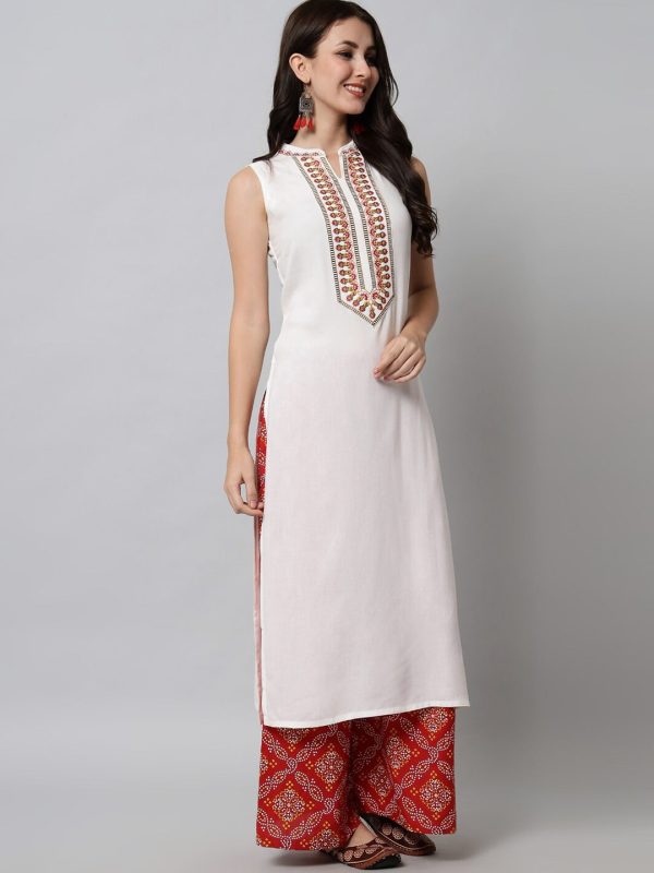 Kalini Women White Embroidered Thread Work Kurta Fashion