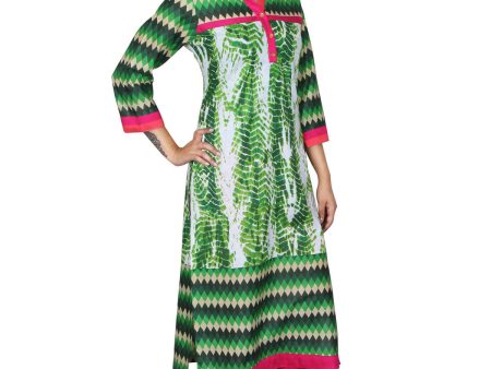 Women s Green Tie Dye Printed Kurti - G & A Apparels on Sale