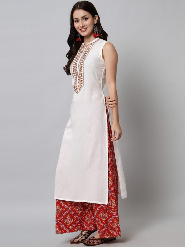 Kalini Women White Embroidered Thread Work Kurta Fashion