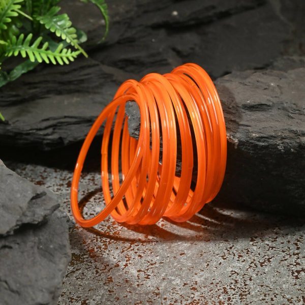 Afast Shining Orange Glass Party, Wedding, Daily Use Bangle Set, Pack Of 12 Sale