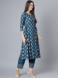 Khushal K Ethnic Motifs Printed Keyhole Neck Kurta with Palazzos & Dupatta Hot on Sale