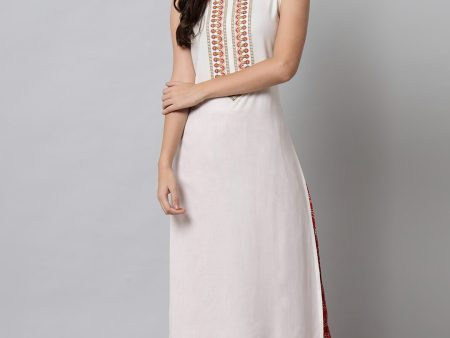 Kalini Women White Embroidered Thread Work Kurta Fashion