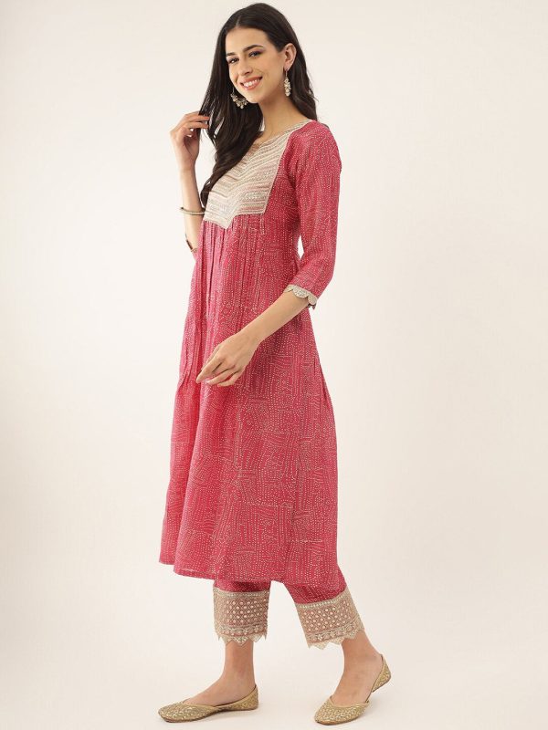 Khushal K Bandhani Printed Zari Sequined Kurta with Palazzos & Dupatta Online Hot Sale