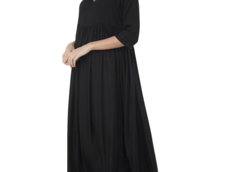 Women s Black Flared Kurti With Front Round Neck And Back Neck With Deep With Dori And Tassels - G & A Apparels Online now