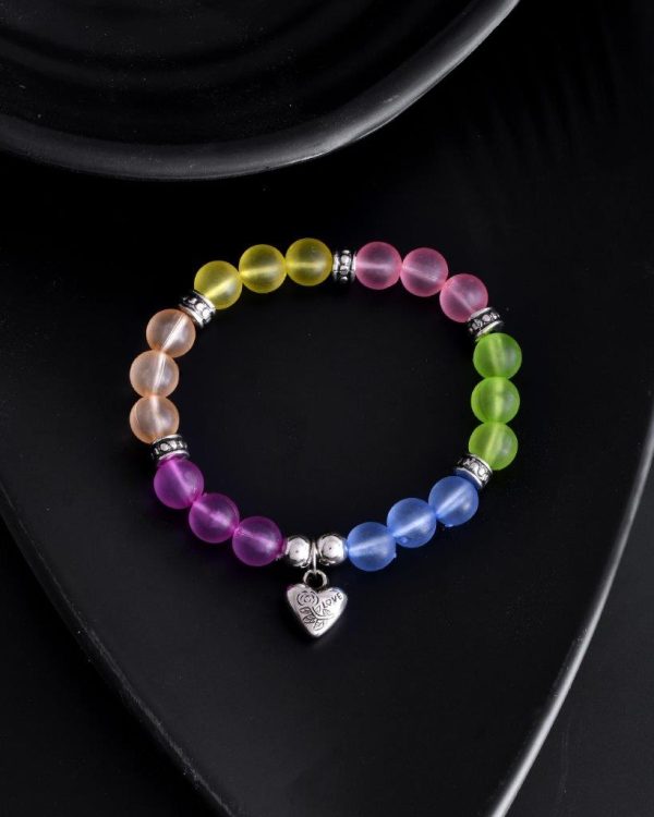 VOJ Multi Colour Beaded Elasticated Bracelet on Sale