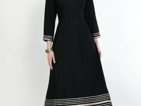 Women s Black Rayon Dress Embellished With Gota Work And Multi Lace - G & A Apparels Supply