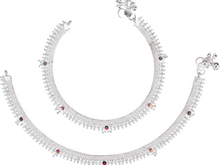 AanyaCentric Silver Plated White Metal Payal Indian Traditional Ethnic Fashion Imitation Jewellery Foot Chain Sale