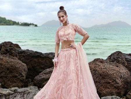 House of Panchhi Coral Net Multi Sequins with heavy Zarkan embroidery Lehenga choli & Dupatta Fashion