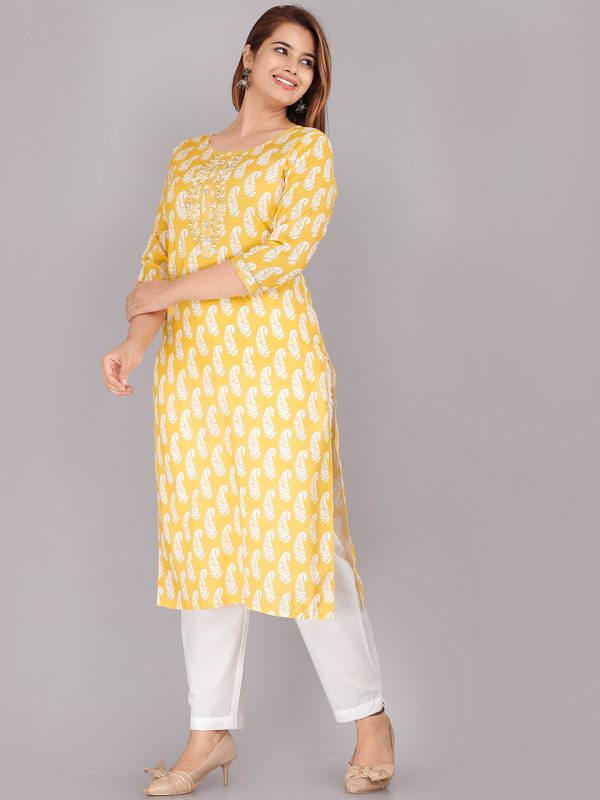 Kalini Women Yellow Ethnic Motifs Printed Floral Kurta Sale