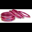 Afast Bridal Wedding & Party Fashionable Colorful Glass Bangle Kada Set, Pack Of 12 - Red, Pink on Sale