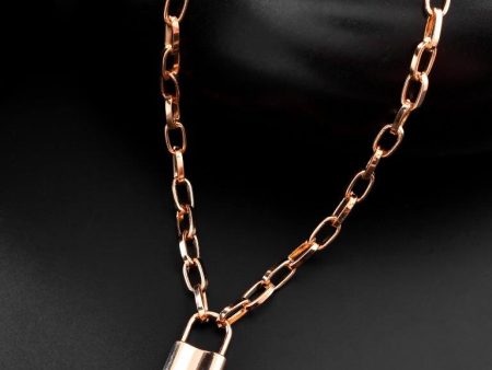 VOJ Mens Gold Plated Lock Chain Hot on Sale