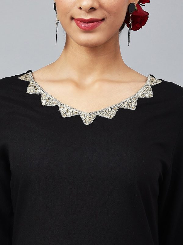 Khushal K Women Black Sequinned Kurta with Trousers & With Dupatta Online