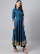 Khushal K Women Blue Ethnic Motifs Empire Kurta with Trousers & With Dupatta Fashion