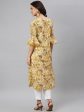 Khushal K Women Yellow Floral Printed Flared Sleeves Kurta Sale