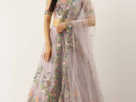 House of Panchhi Lavender - Net Embroidered Sequence Lehenga Fashion