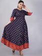 Indian Clothing Kalini Women Navy Blue & Red Ethnic Motifs Printed Anarkali Kurta Online Hot Sale