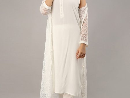 Kalini Women White Kurta with Trousers & With Dupatta Fashion