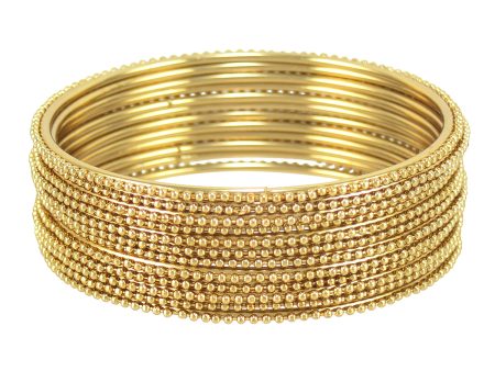 Gold-Plated Alloy Gold Ball Bangle Set - The Pari Fashion