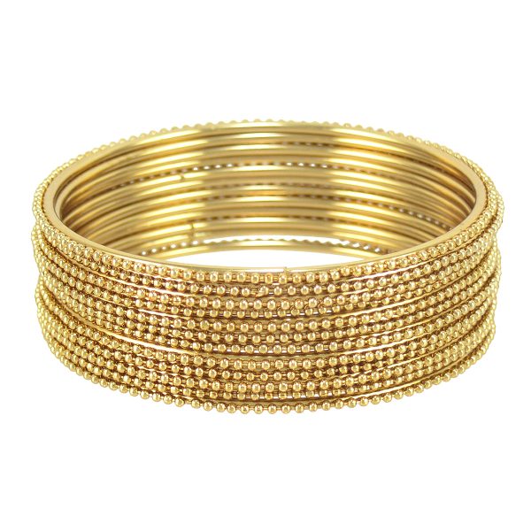 Gold-Plated Alloy Gold Ball Bangle Set - The Pari Fashion