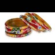 Afast Bridal Wedding & Party Fashionable Colorful Glass Bangle Kada Set, Pack Of 12 - Yellow, Maroon For Cheap