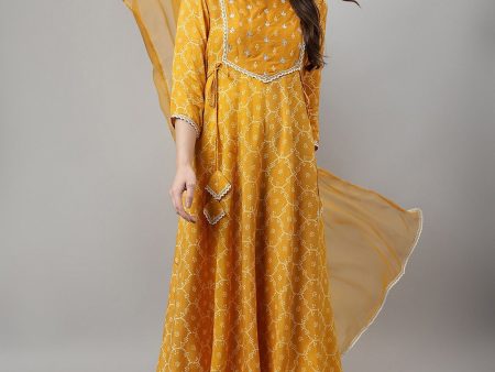 Khushal K Ethnic Motifs Printed Sequinned Kurta with Palazzos & Dupatta Online Sale