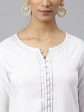 Khushal K Women White Yoke Design Kurta with Trousers & With Dupatta For Cheap